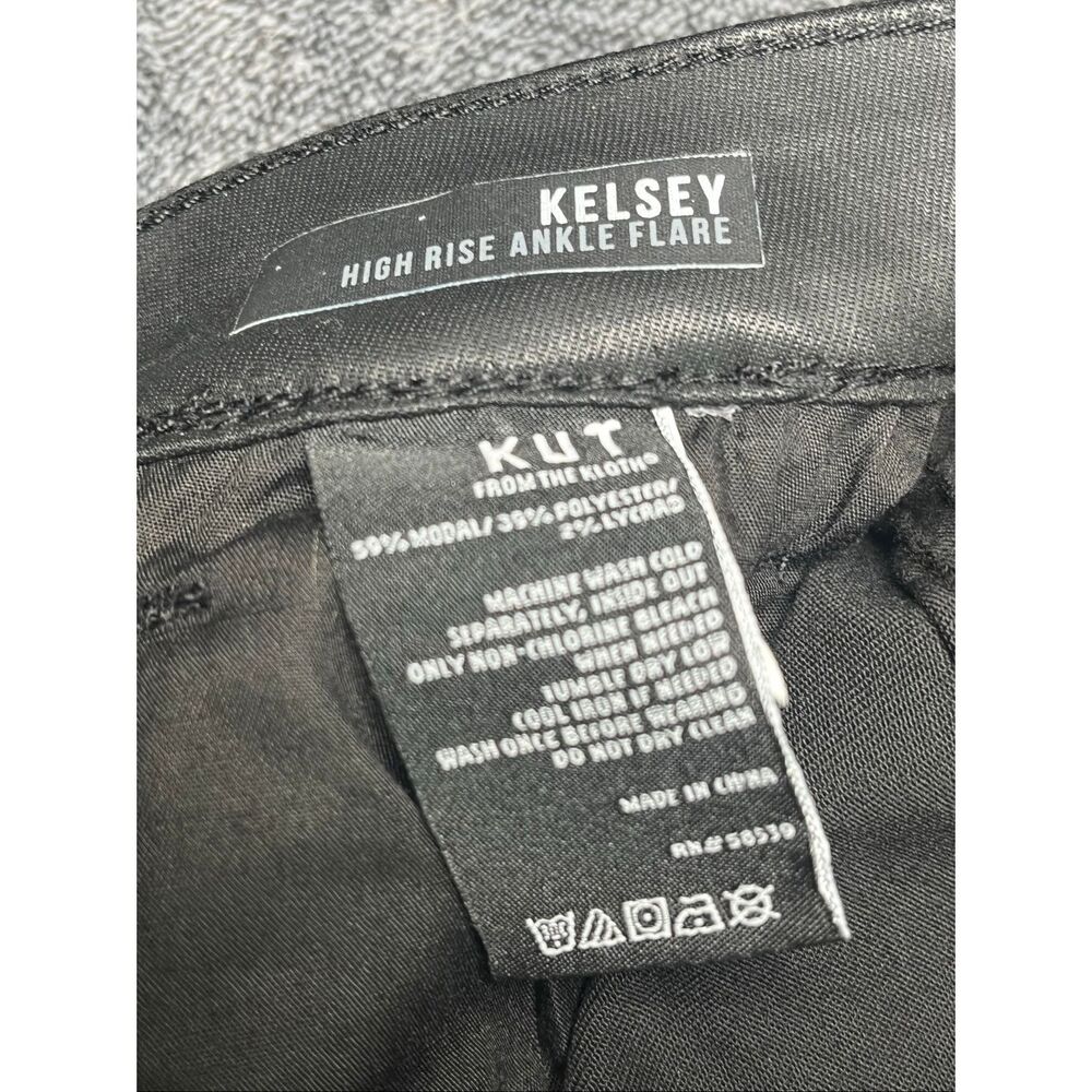 NWT KUT From The Kloth Kelsey High Rise Ankle Flare Coated Black Jeans Women Siz - Picture 4 of 4